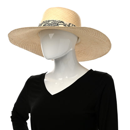 Hermes Straw Brides De Gala Panama Carrousel Hat 58 Naturel Ecru Black 3 of 9