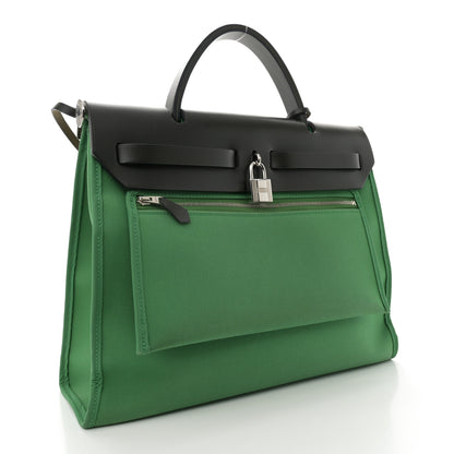 Hermes Vache Hunter Toile Herbag Zip 31 PM Cactus Bleu Indigo 4 of 12