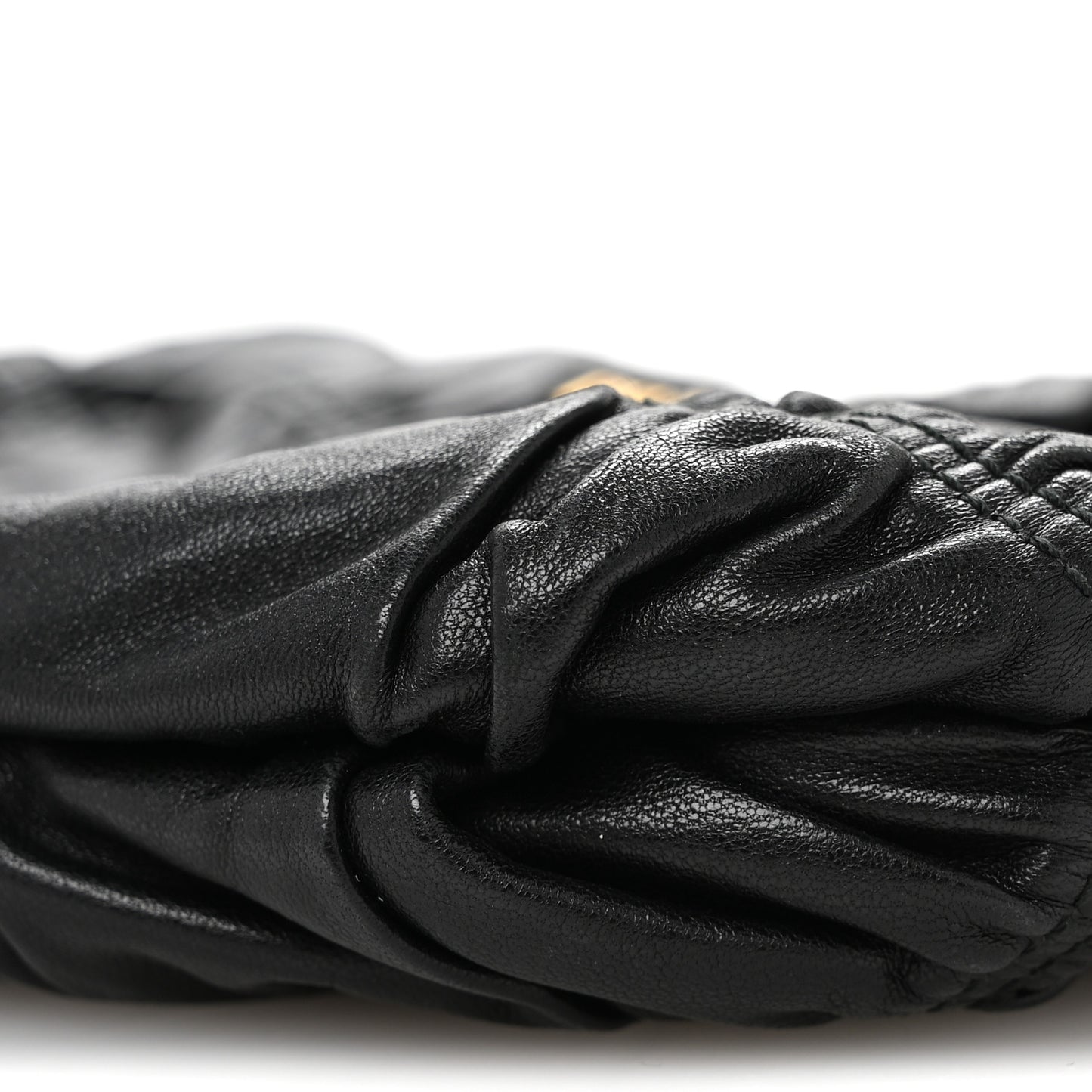 Nappa Gaufre Wristlet Clutch Black