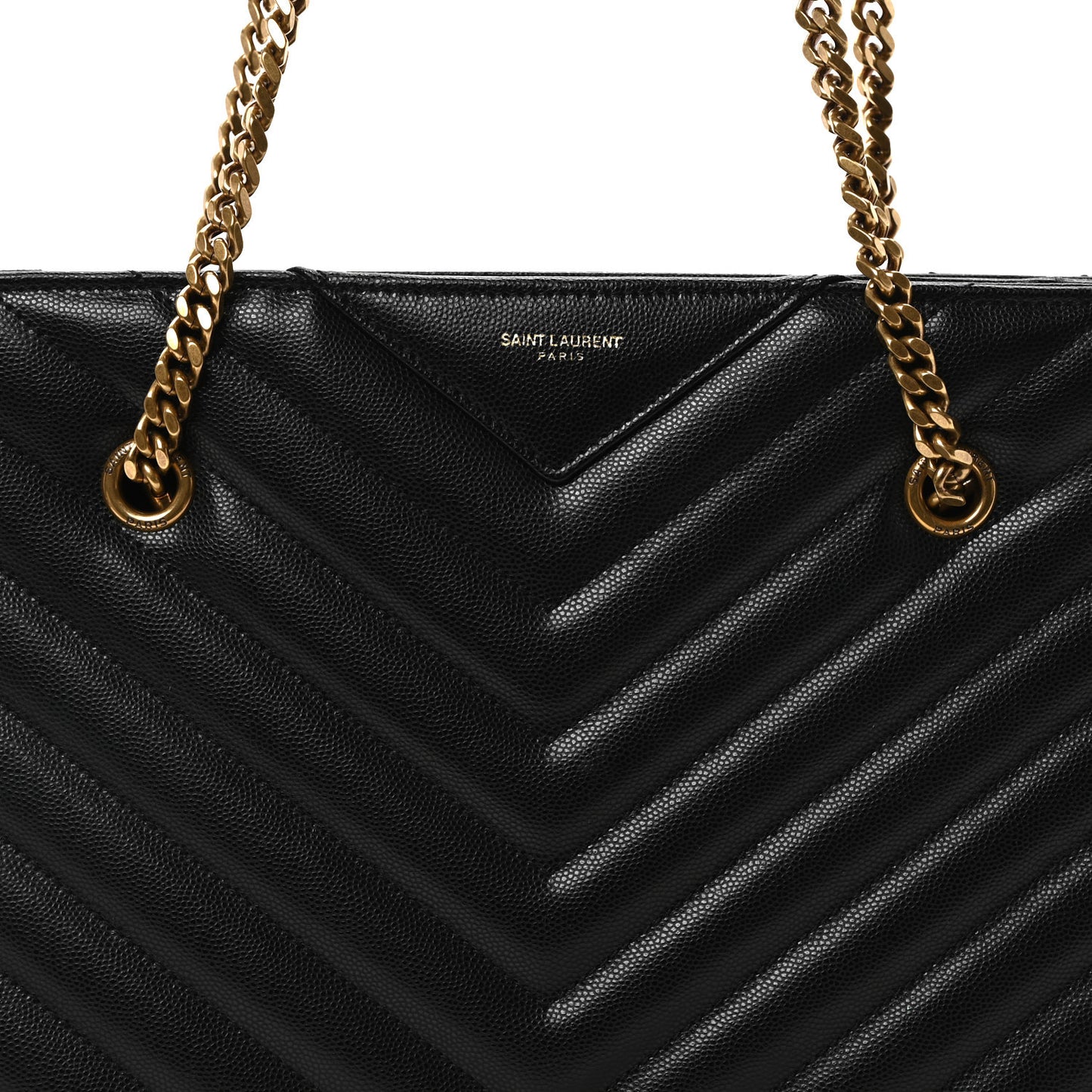 Grain de Poudre Matelasse Chevron Medium Tribeca Shopping Bag Black