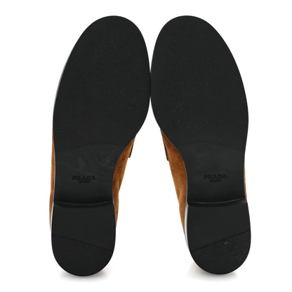 Prada Suede Metal Triangle Logo 20mm Loafers 40 Light Brown 6 of 10