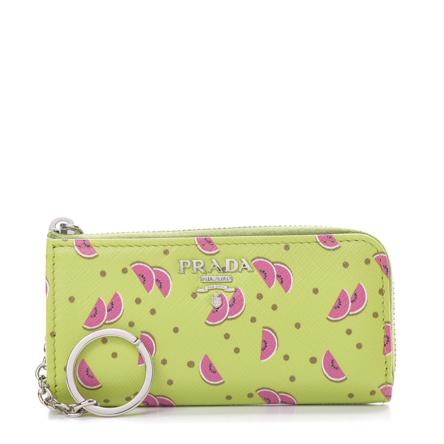 Saffiano Watermelon Print Zip Key Pouch Erba