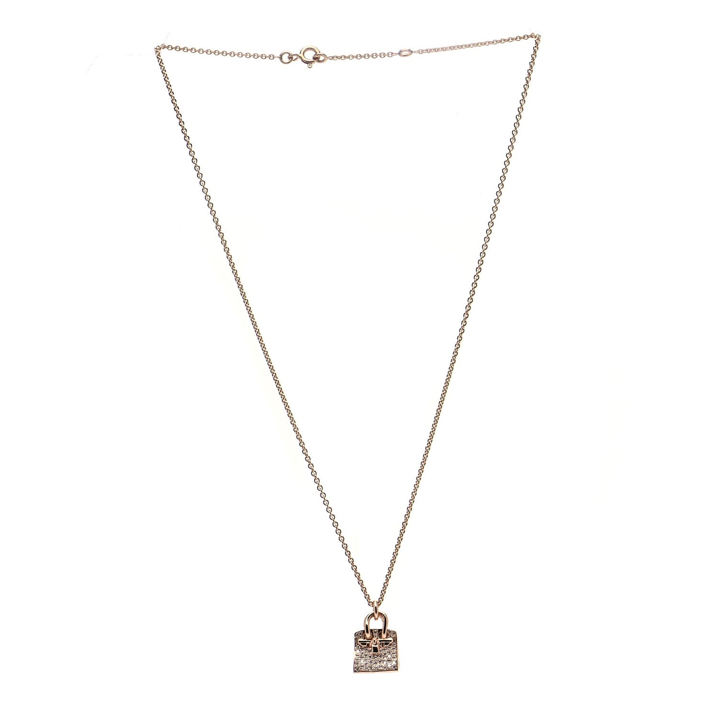 18K Rose Gold Diamond Birkin Amulette Pendant Necklace