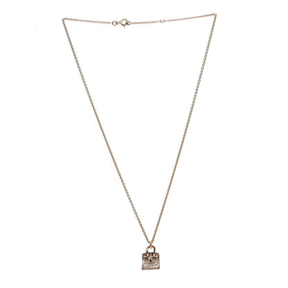 Hermes 18K Rose Gold Diamond Birkin Amulette Pendant Necklace 3 of 8