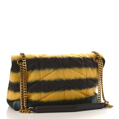 Saint Laurent Tie Dye Wool Quilted Small Loulou Puffer Monogram Chain Satchel Yellow Pacific Blue Dark Pecan 3 of 9