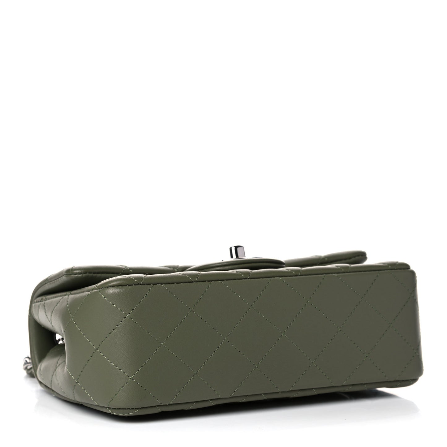 Lambskin Quilted Mini Rectangular Flap Green