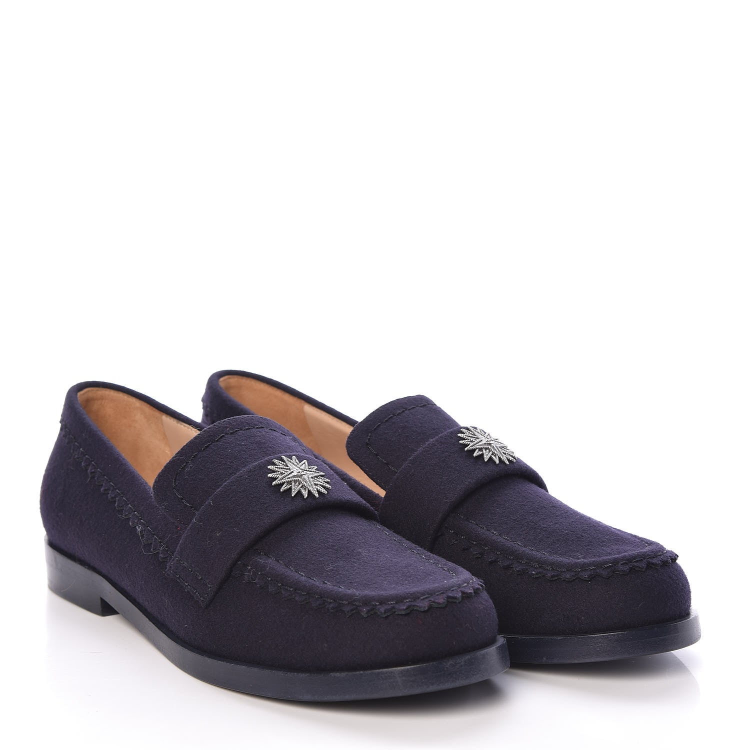 Chanel Wool CC Star Loafers 38 Navy Blue 3 of 7