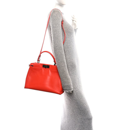 Fendi Vitello Morgan Snakeskin Crocodile Monster Eyes Medium Peekaboo Iconic Satchel Papavero Multicolor 2 of 16