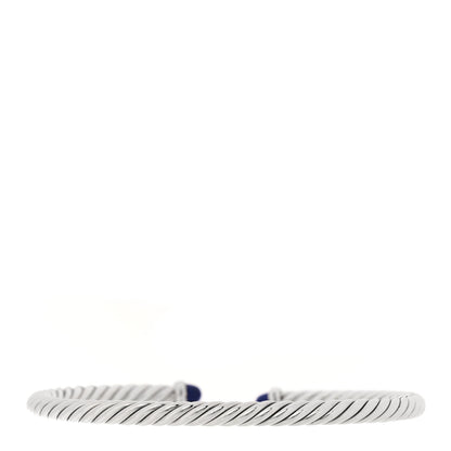 David Yurman Sterling Silver 14K Yellow Gold Lapis Lazuli 4mm Cable Flex Bracelet 2 of 4