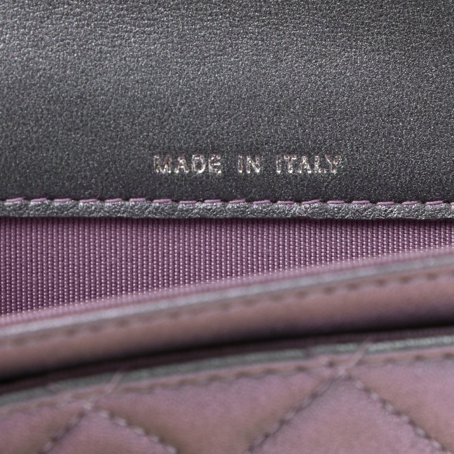 Iridescent Lambskin Quilted Reissue Flap Card Holder Light Purple