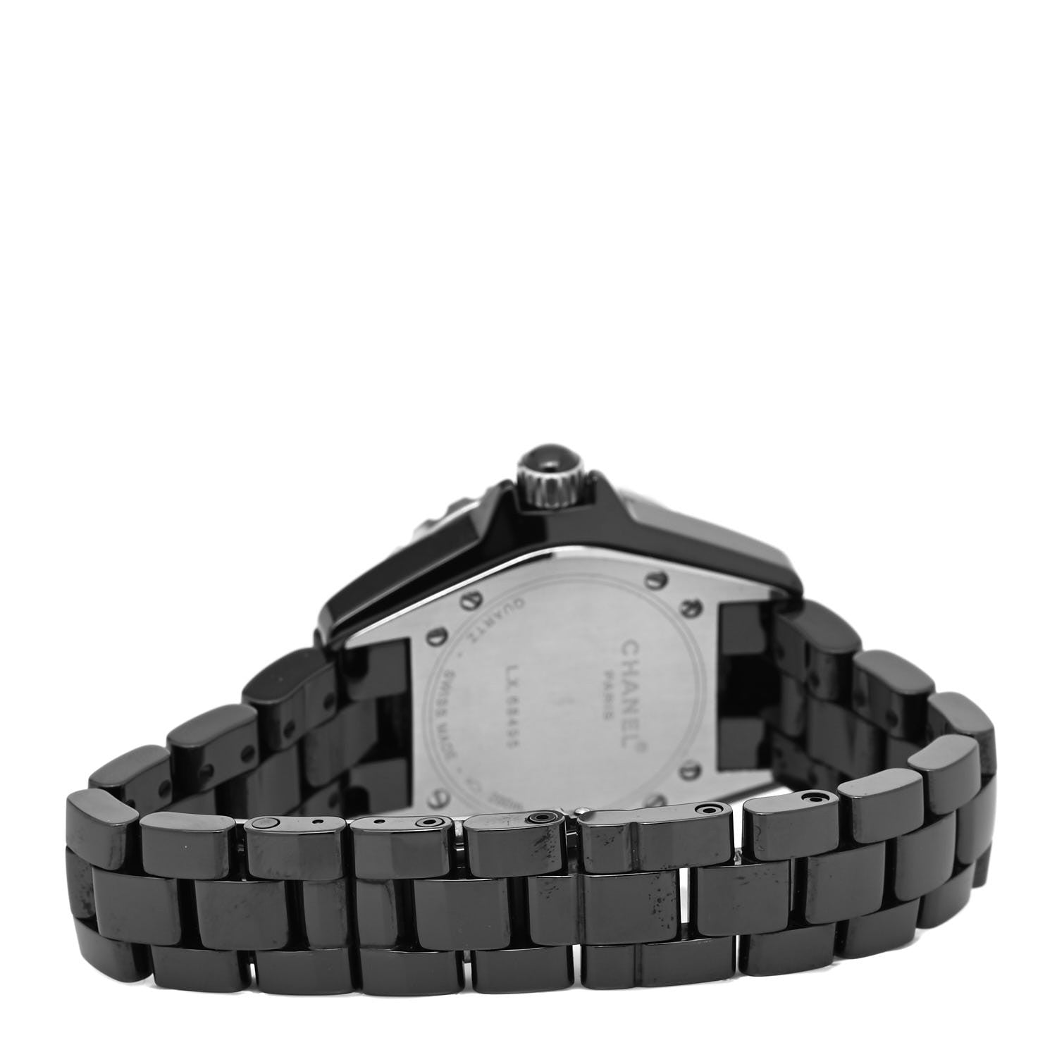 Chanel Stainless Steel Ceramic Diamond Pave Bezel 33mm J12 Quartz Watch Black 3 of 4