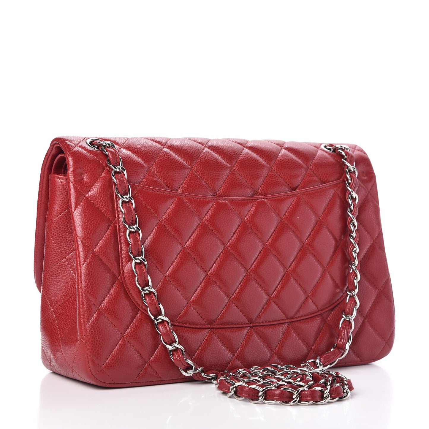Caviar Quilted Jumbo Double Flap Red