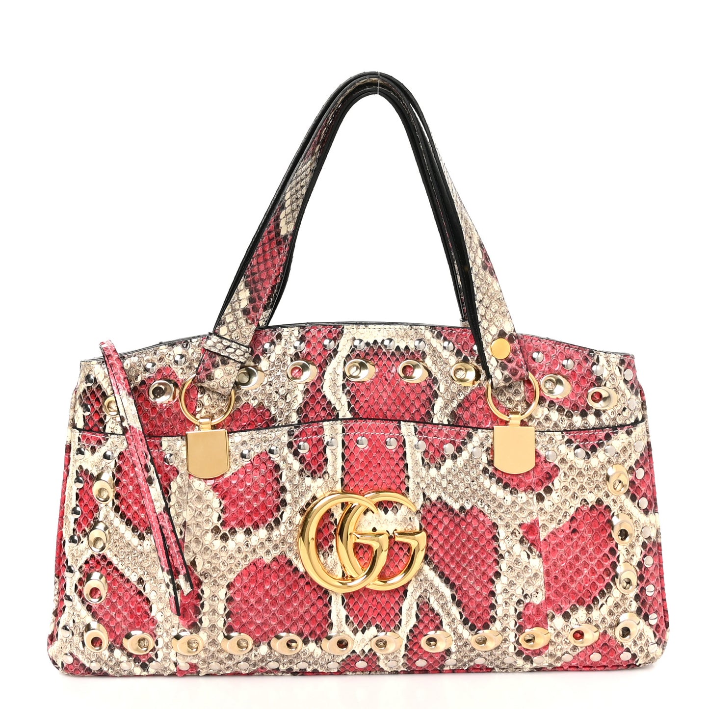 Snakeskin Large Arli Top Handle Bag Pink Beige