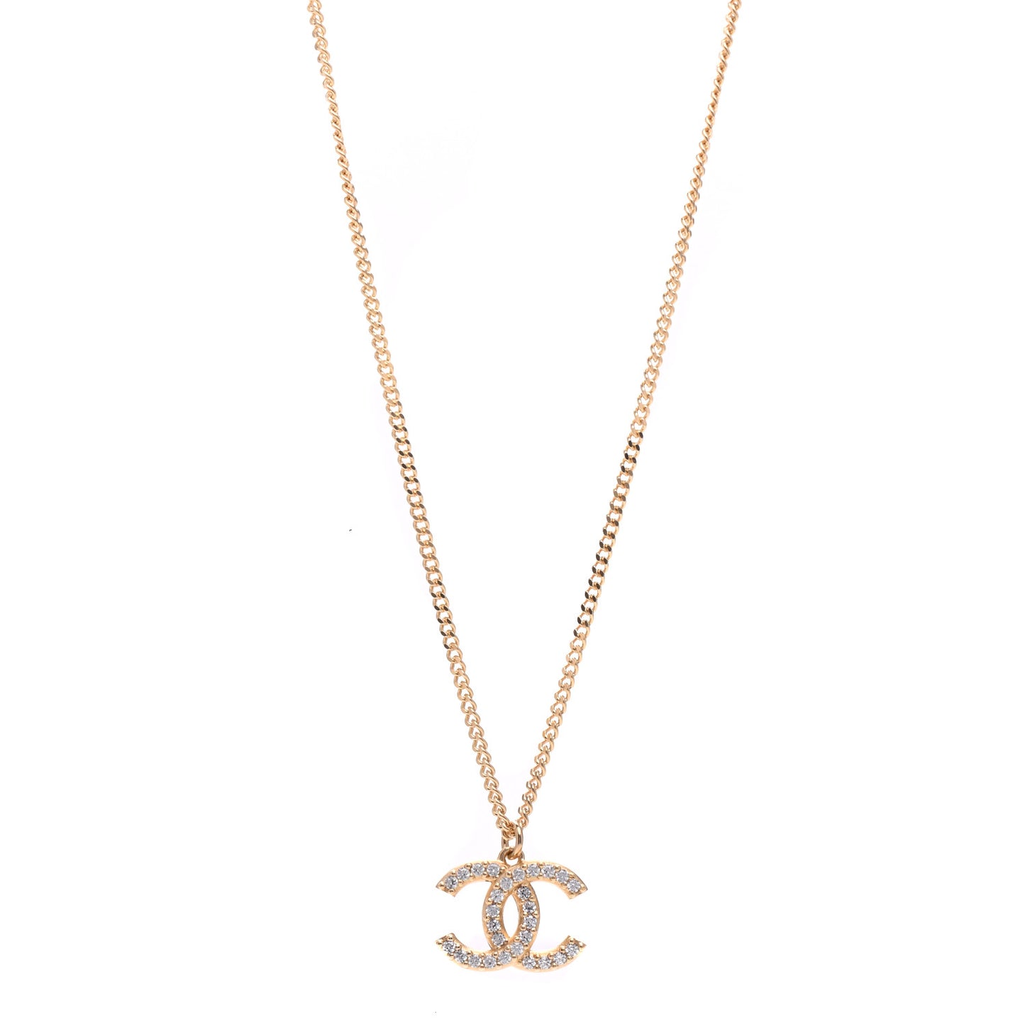 Crystal Lock Symbols CC Necklace Gold