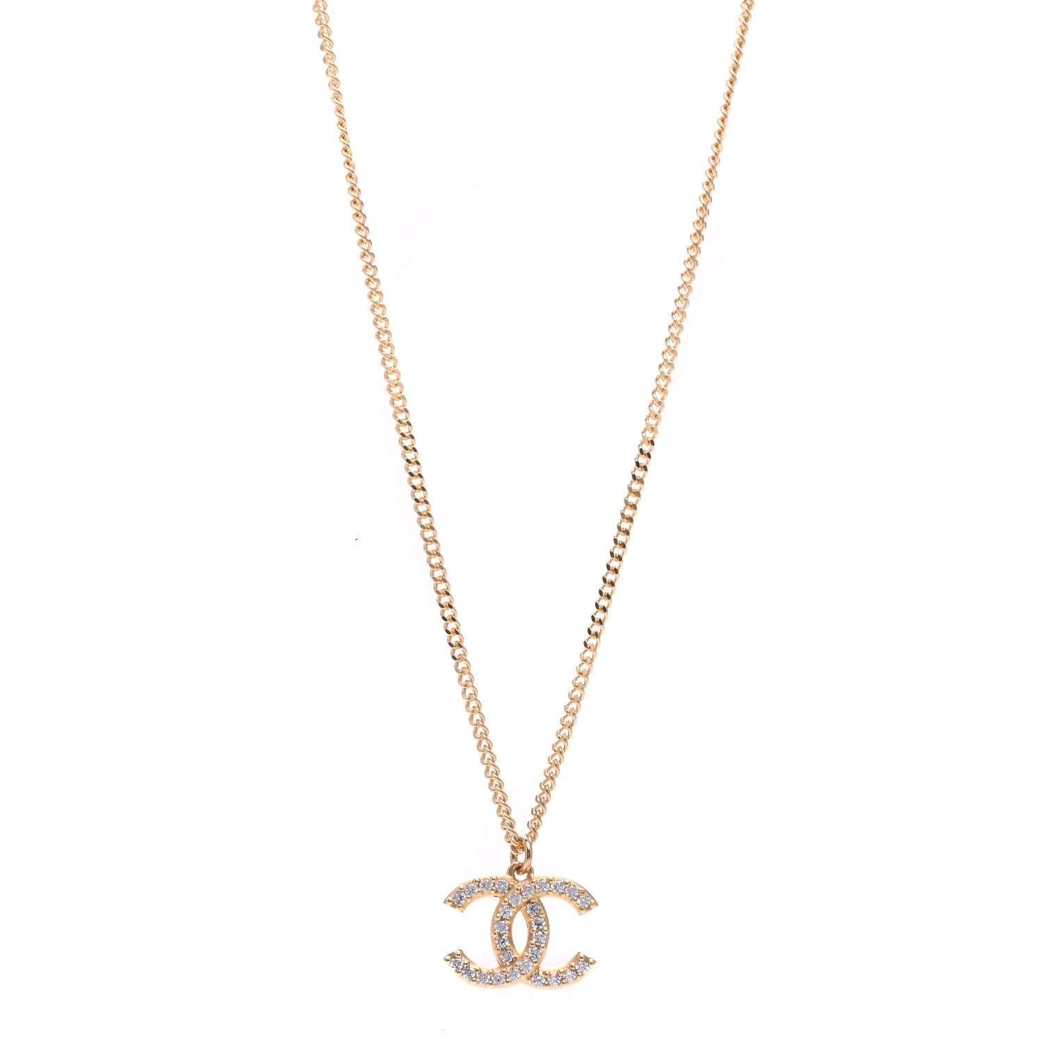 Chanel Crystal Lock Symbols CC Necklace Gold 1 of 5