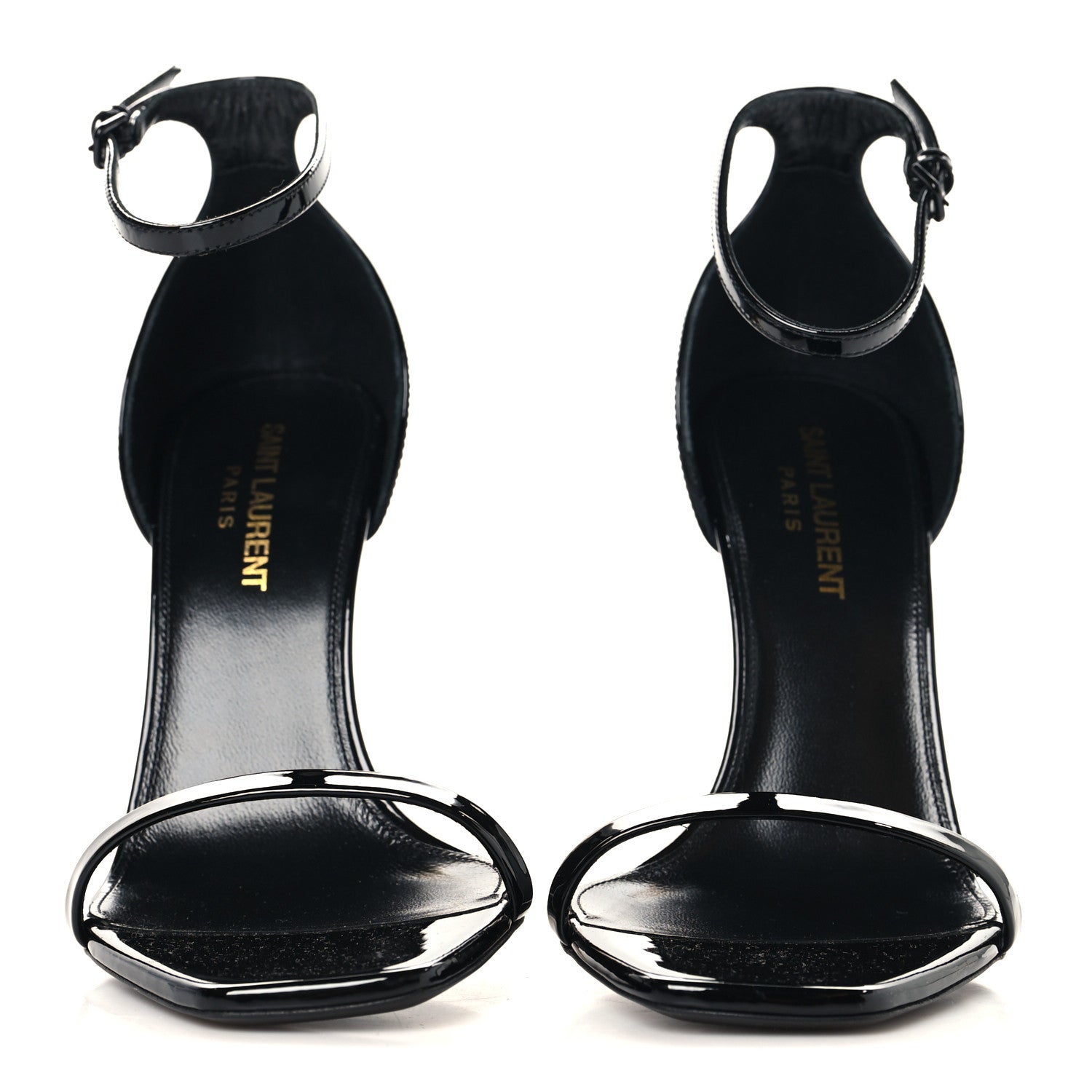 Saint Laurent Patent Calfskin Opyum 110 Sandals 37 Black Gold 3 of 9