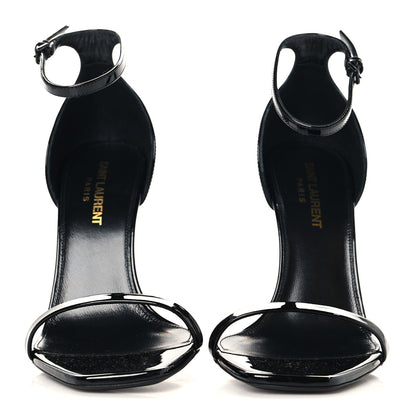 Saint Laurent Patent Calfskin Opyum 110 Sandals 37 Black Gold 3 of 9