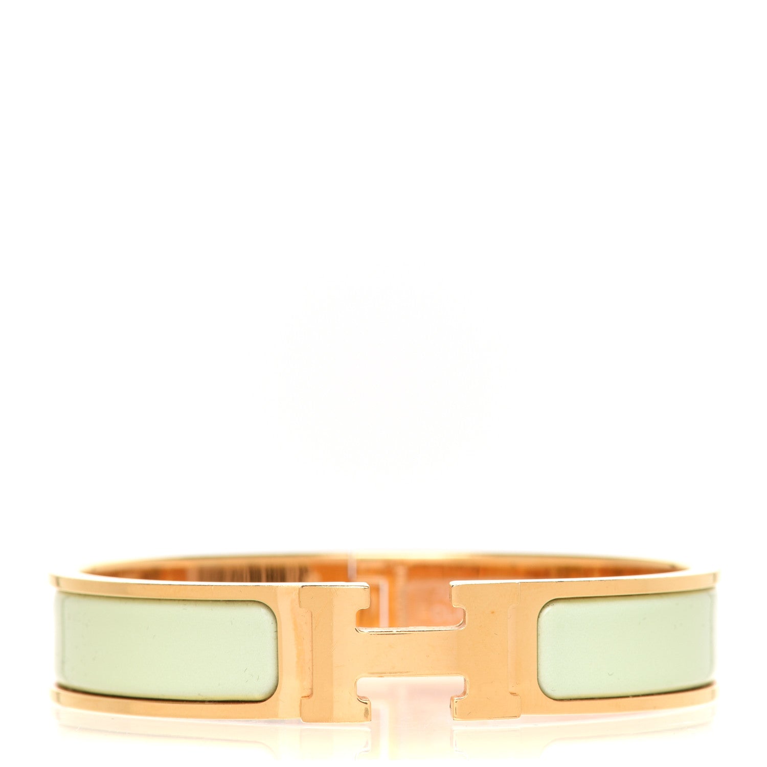 Hermes Enamel Narrow Clic Clac H Bracelet PM Vert Amande 1 of 6