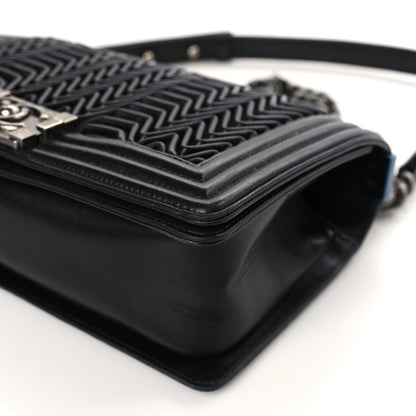 Chanel Calfskin Pleated Medium Boy Flap Black 9 of 9