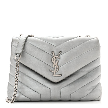 Saint Laurent Metallic Calfskin Y Quilted Monogram Small Loulou Chain Satchel 1 of 11