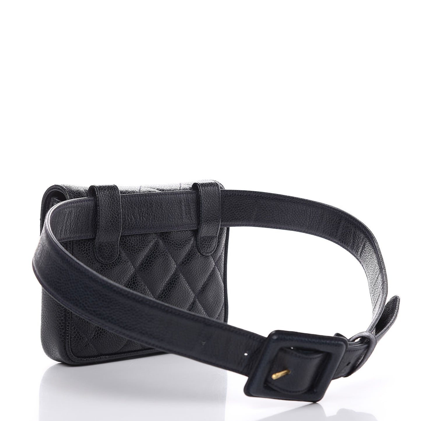 Caviar Quilted Flap Belt Bag Clutch Navy