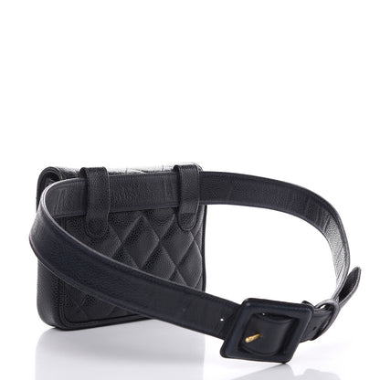 Chanel Caviar Quilted Flap Belt Bag Clutch Navy 3 of 13