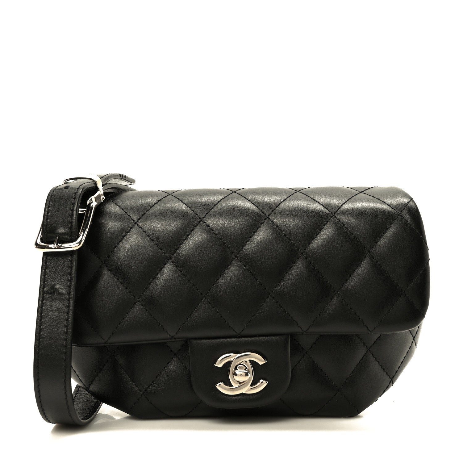 Chanel Calfskin Quilted CC Uniform Flap Belt Bag Black 1 of 10