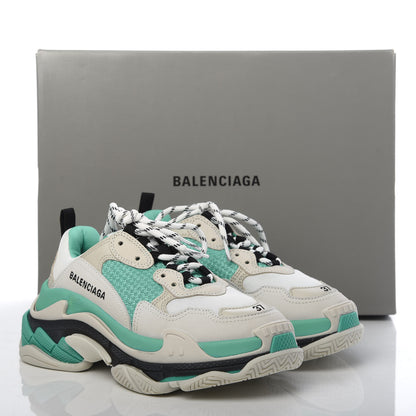 Balenciaga Fabric Mesh Womens Triple S Sneakers 37 White Green Grye 8 of 8