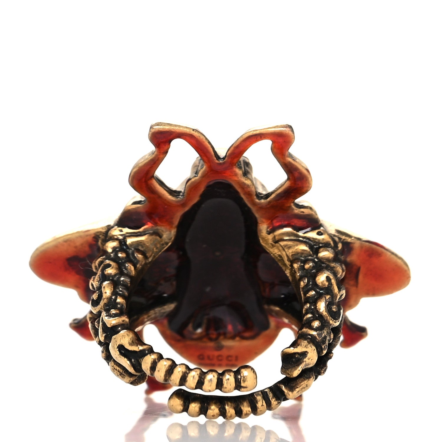 Gucci Metal Enamel Bee Ring 6 Aged Gold 3 of 4