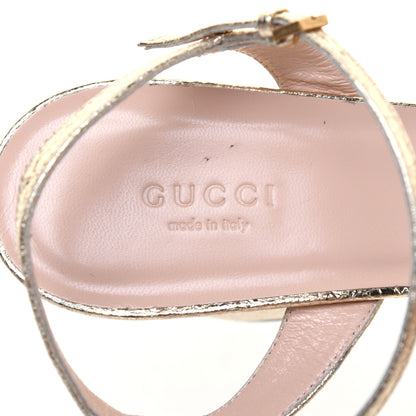 Gucci Galassia GG Marmont Ankle Wrap 75mm Sandals 41 Platino 7 of 7