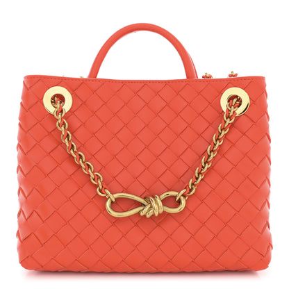 Bottega Veneta Nappa Intrecciato Small Andiamo With Chain Shoulder Bag Orange 1 of 9