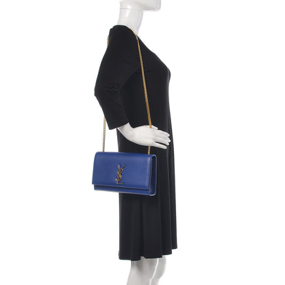 Saint Laurent Grain De Poudre Medium Classic Monogram Kate Satchel Flash Blue 2 of 11