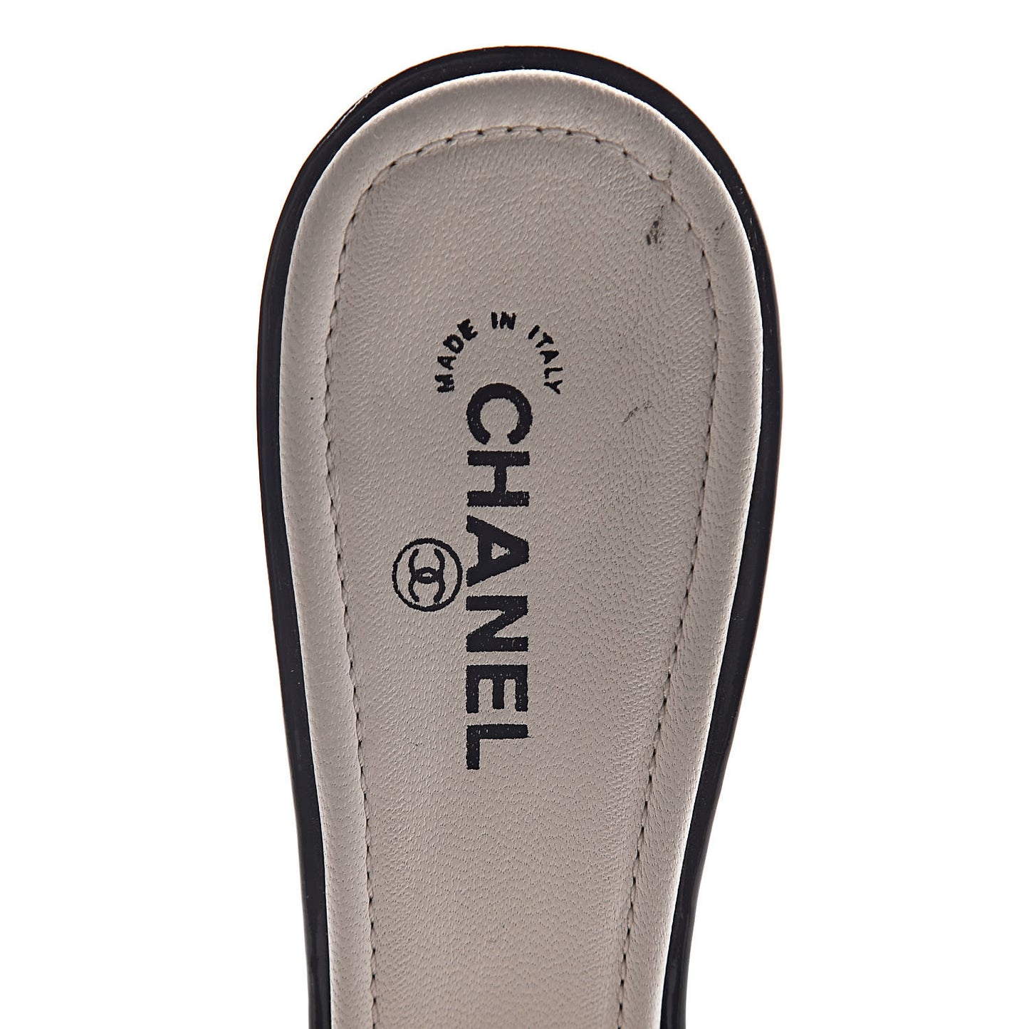 Calfskin Quilted Camellia CC Sandals 38 White Black