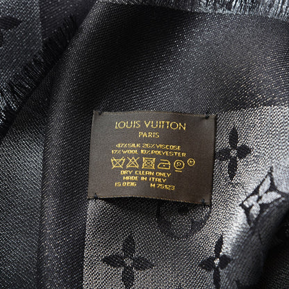 Louis Vuitton Silk Lurex Wool Monogram Shine Shawl Black 4 of 4