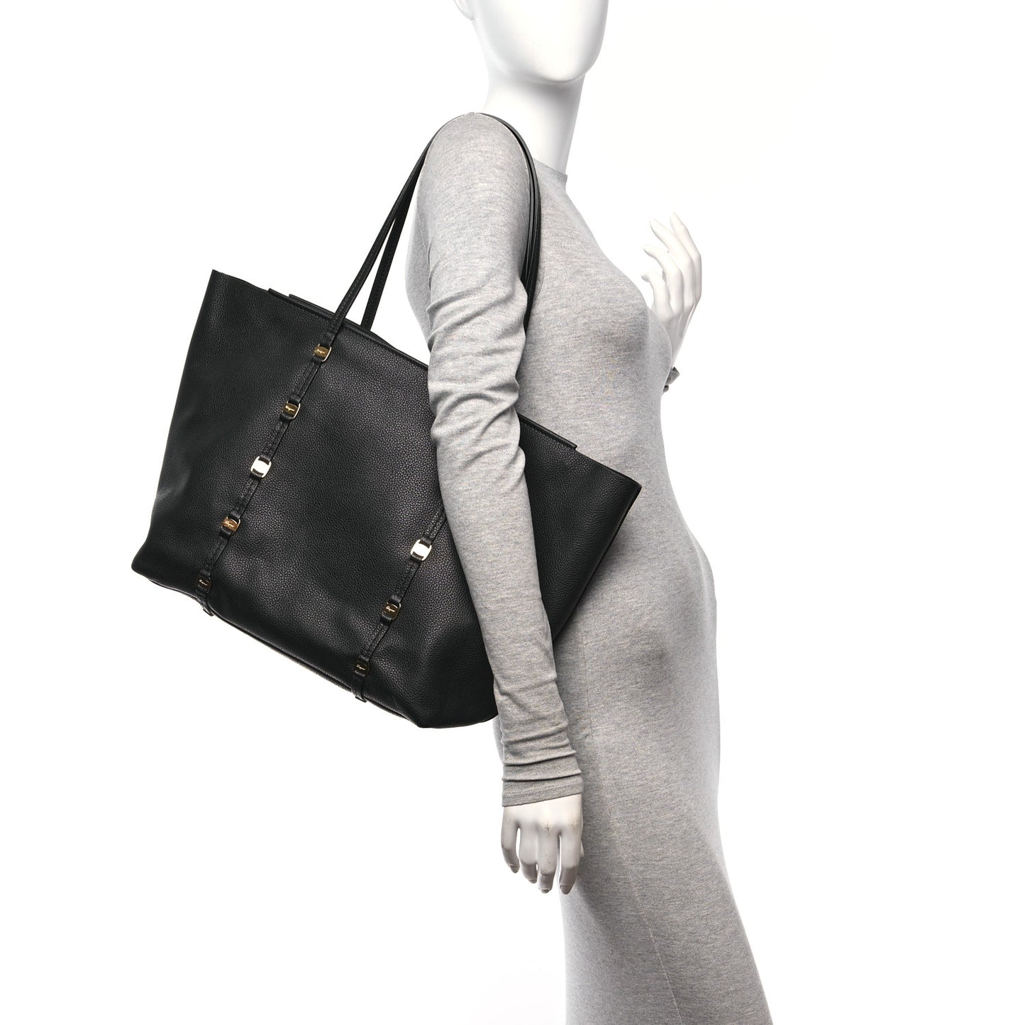 Grained Calfskin Emotion Tote Black
