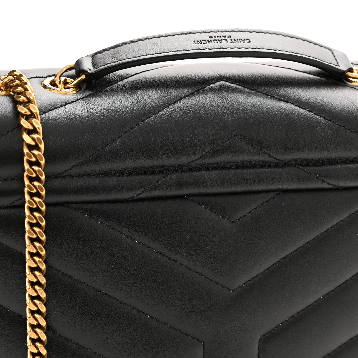 Saint Laurent Calfskin Y Quilted Monogram Small Loulou Chain Satchel Black 12 of 12