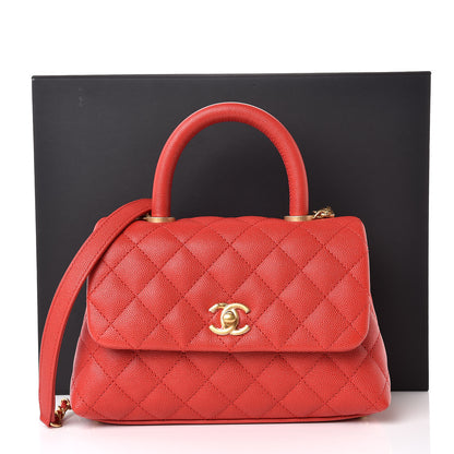 Chanel Caviar Quilted Mini Coco Handle Flap Red 10 of 10
