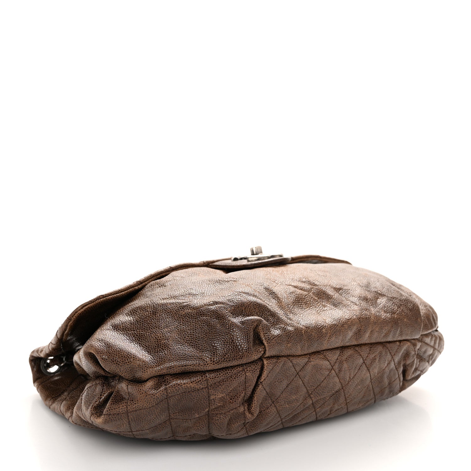 Chanel Crumpled Caviar Quilted Maxi Elastic Flap Brown 4 of 10