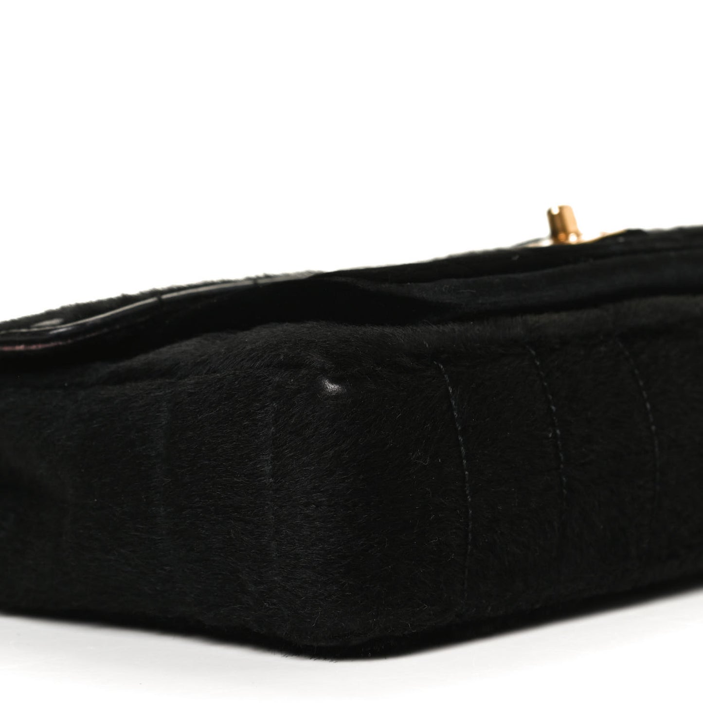 Pony Hair Velvet Chocolate Bar Flap Black