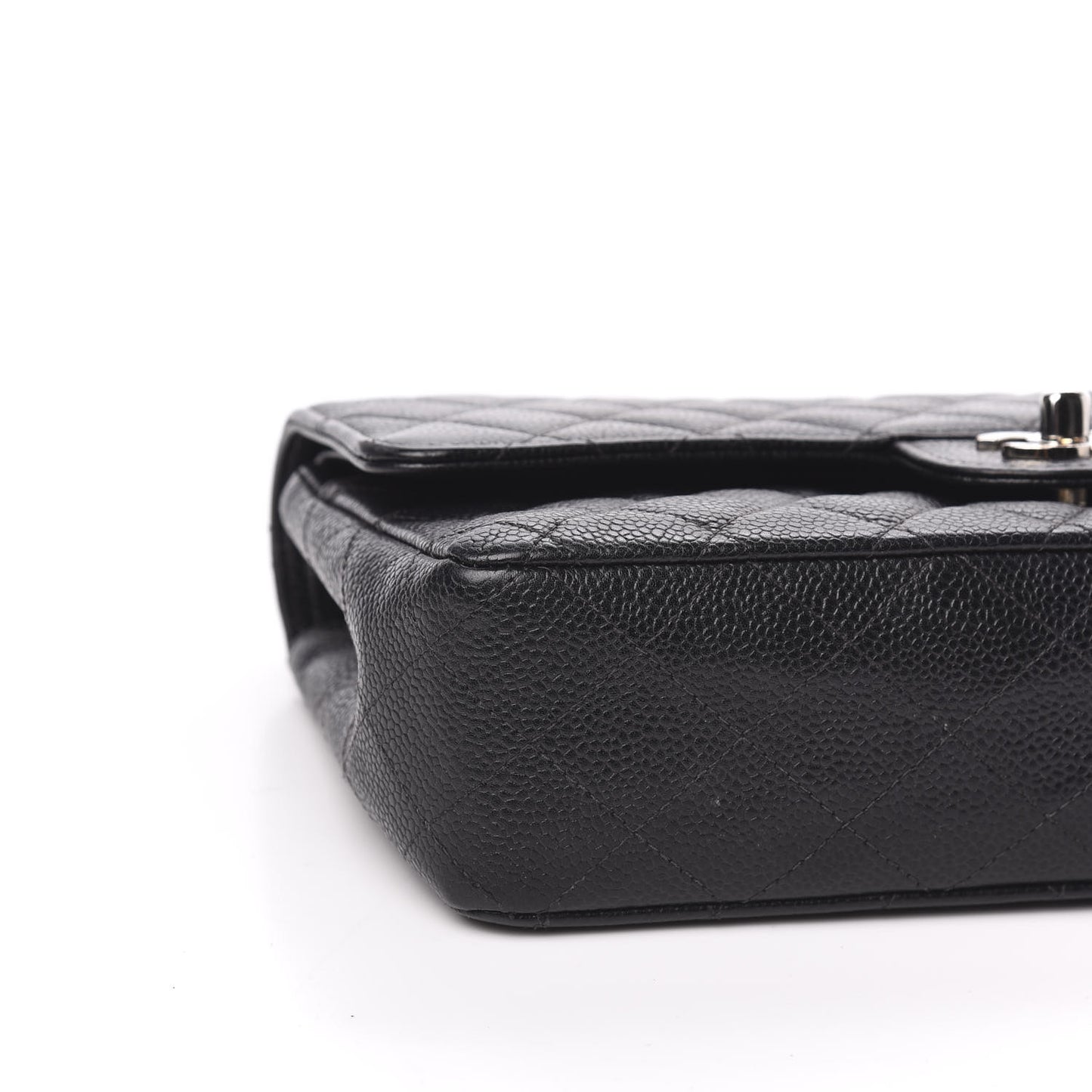 Caviar Quilted Medium Double Flap Black