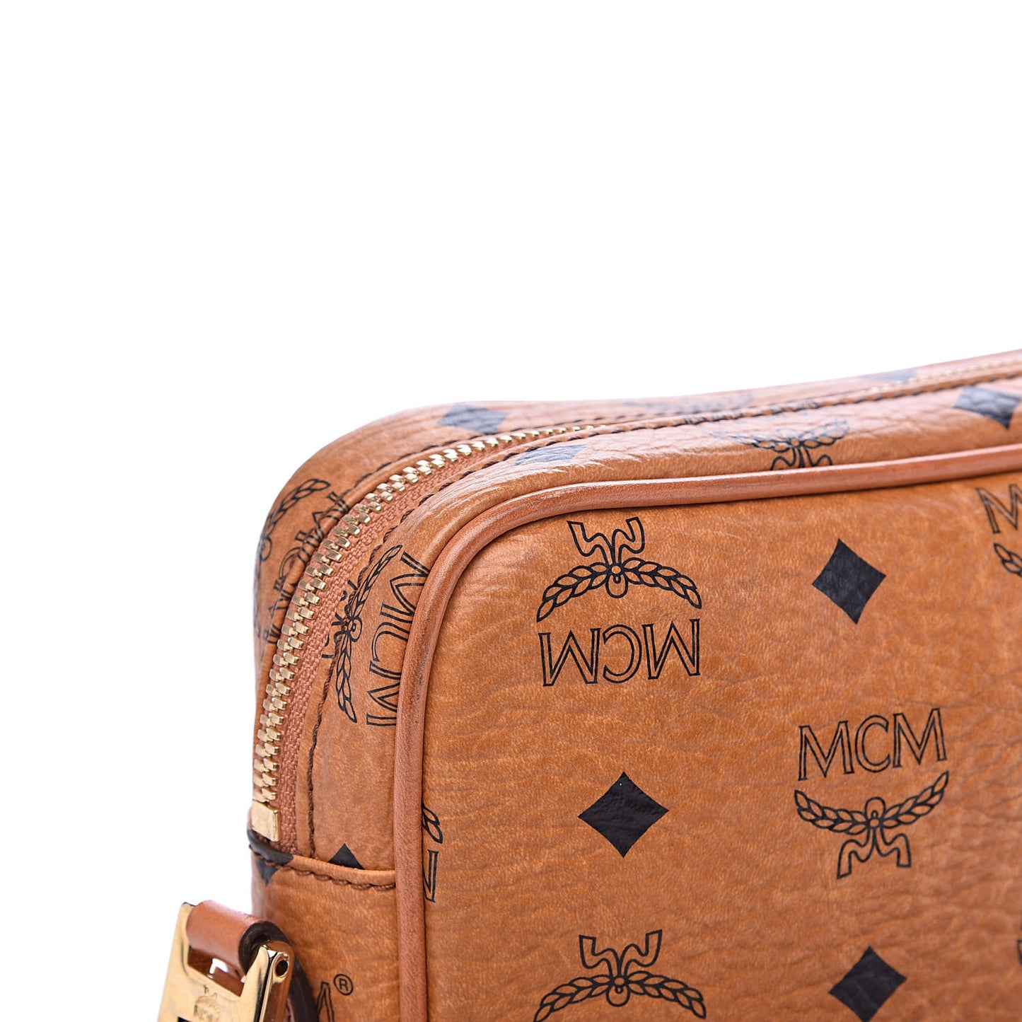 Visetos Small Heritage Line Camera Crossbody Bag Cognac