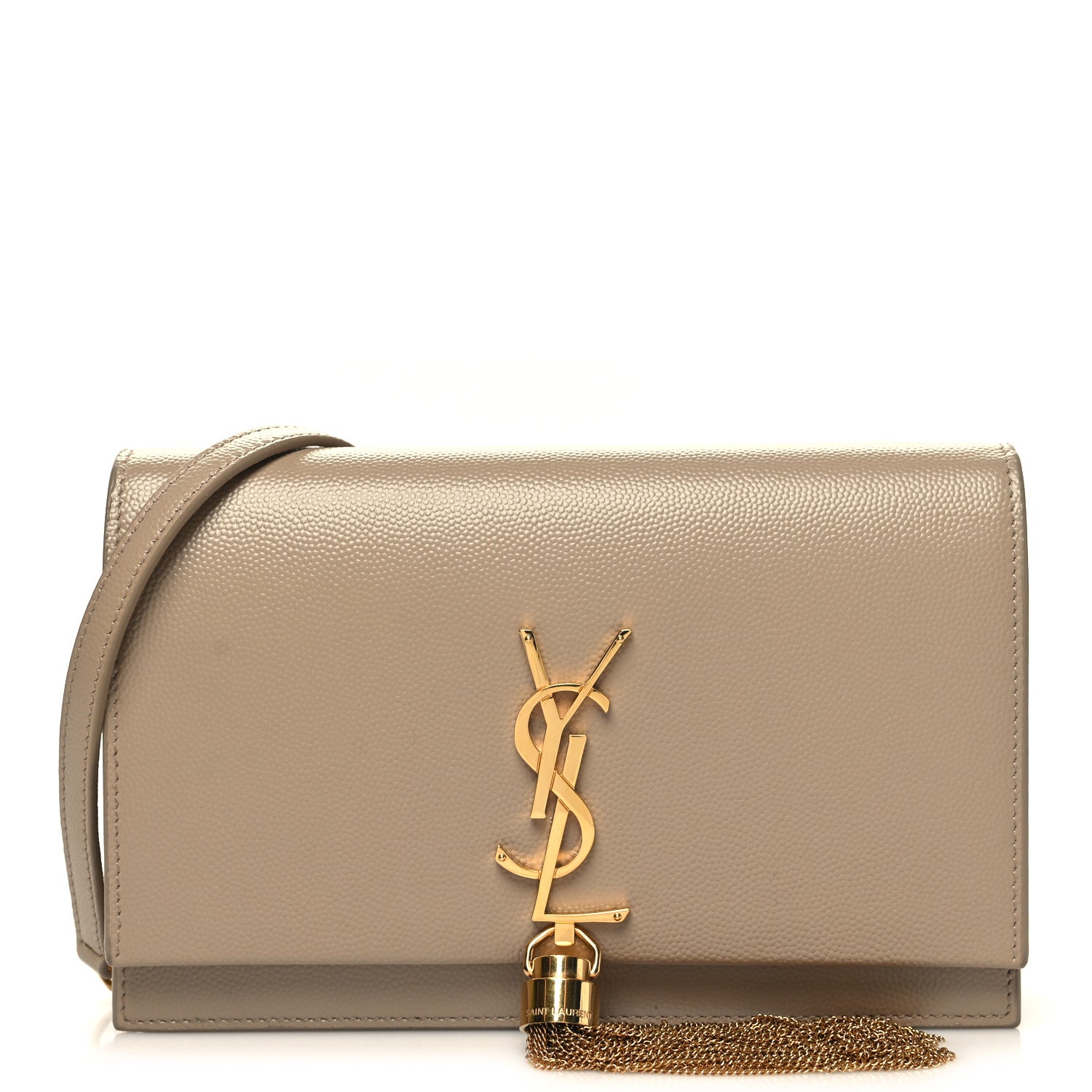 Saint Laurent Grain De Poudre Classic Monogram Kate Tassel Chain Wallet Dark Beige 1 of 11