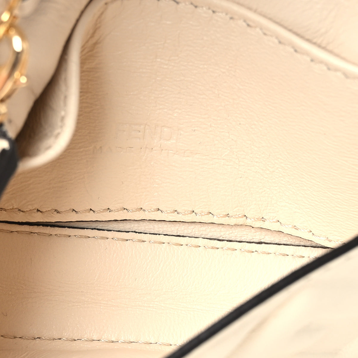 Nappa Matisse FF Embossed Nano Baguette Charm White