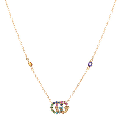 Gucci 18K Yellow Gold Citrine Tsavorite Blue Topaz Amethyst GG Running Pendant Necklace 1 of 6