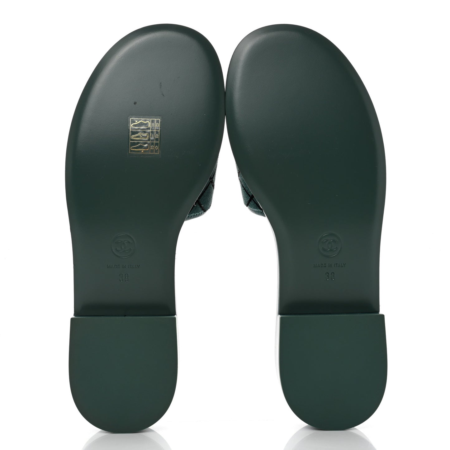 Embroidered Fabric Calfskin Slide Sandal 38 Green