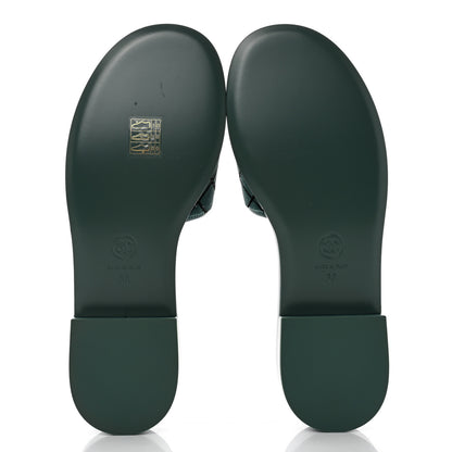 Chanel Embroidered Fabric Calfskin Slide Sandal 38 Green 5 of 8
