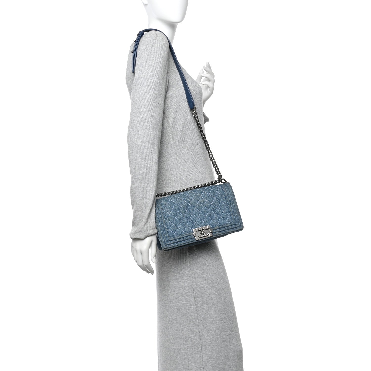 Chanel Denim Quilted Medium Boy Flap Blue 2 of 10