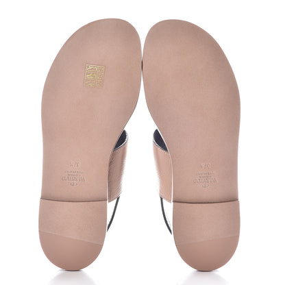 Valentino Garavani Grainy Cowhide Vlogo Slingback Flat Thong Sandals 37.5 Rose Cannelle 5 of 8