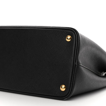 Prada Saffiano Cuir Medium Double Bag Black Fuoco 10 of 13