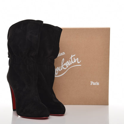Christian Louboutin Suede Crepe Satin Velvet Kristofa 100 Booties 39 Black 7 of 7